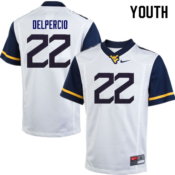 Youth #22 Anthony Delpercio West Virginia Mountaineers College Football Jerseys Sale-White